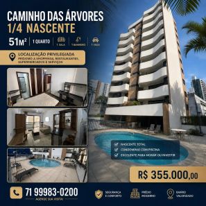 Apartamento com 1 Quarto à venda, 55m² no Caminho das Árvores, Salvador
