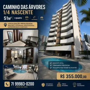 Apartamento com 1 Quarto à venda, 55m² no Caminho das Árvores, Salvador