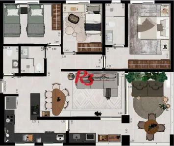 Apartamento com 3 Quartos à venda, 102m² no Aparecida, Santos