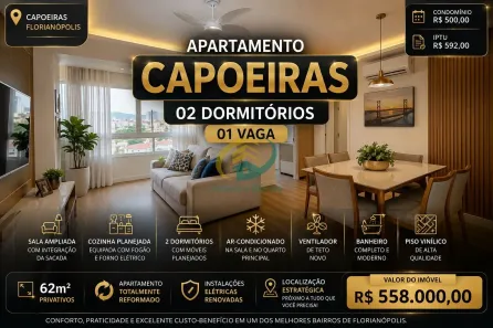 Apartamento com 2 Quartos à venda, 61m² no Capoeiras, Florianópolis