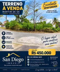 Lote/Terreno à venda, 386m² no Martim de Sá, Caraguatatuba