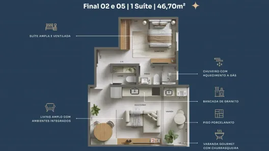 Apartamento com 1 Quarto à venda, 47m² no Jardim Casa Branca, Caraguatatuba