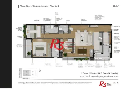 Apartamento com 3 Quartos à venda, 100m² no Boqueirão, Santos