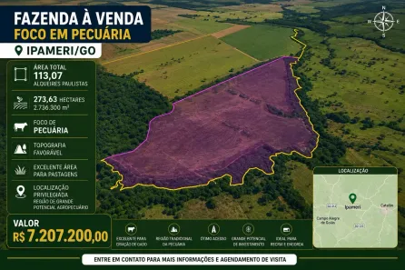 Fazenda/Sítio à venda, 2736300m² no Setor Central, Ipameri