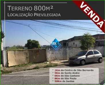 Lote/Terreno à venda, 800m² no Jordanópolis, São Bernardo do Campo