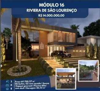 Casa de Condomínio com 6 Quartos à venda, 700m² no Riviera, Bertioga
