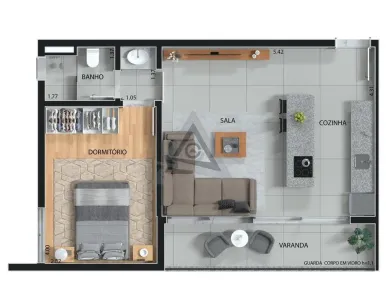 Flat com 1 Quarto à venda, 42m² no Cambuí, Campinas