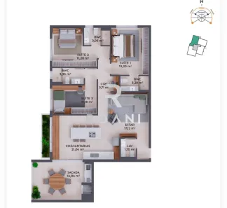 Apartamento com 3 Quartos à venda, 123m² no Pedra Branca, Palhoça