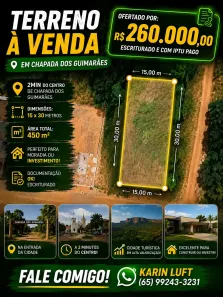 Lote/Terreno à venda, 450m² no Chapada dos Guimarães, Chapada dos Guimarães
