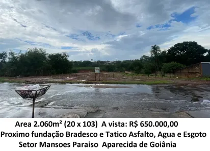 Lote/Terreno à venda, 2060m² no Mansões Paraíso, Aparecida de Goiânia