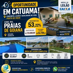 Apartamento com 2 Quartos à venda, 52m² no Pontas de Pedra, Goiana