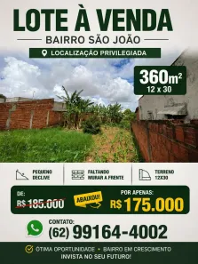 Lote/Terreno à venda, 360m² no São João, Anápolis