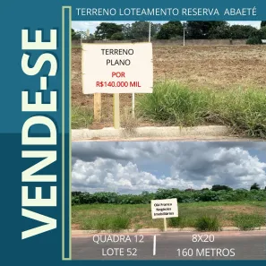 Lote/Terreno à venda, 160m² no Reserva Abaeté, Franca