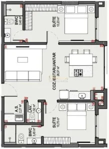 Apartamento com 2 Quartos à venda, 61m² no Jurerê, Florianópolis