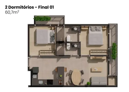 Apartamento com 2 Quartos à venda, 60m² no Centro, Florianópolis