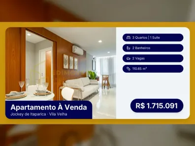 Apartamento com 3 Quartos à venda, 110m² no Jockey de Itaparica, Vila Velha