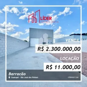 Galpão/Depósito/Armazém para venda ou aluguel, 480m² no Guatupê, São José dos Pinhais