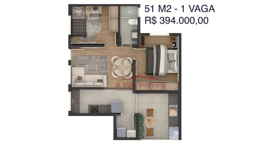 Apartamento com 2 Quartos à venda, 51m² no Cidade Patriarca, São Paulo