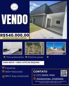 Casa com 3 Quartos à venda, 85m² no Costa Bela, Serra