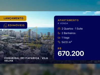 Apartamento com 2 Quartos à venda, 54m² no Coqueiral de Itaparica, Vila Velha