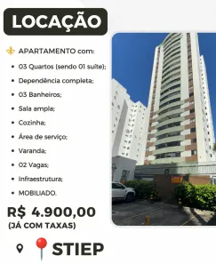 Apartamento com 3 Quartos para alugar, 90m² no Jardim Armação, Salvador