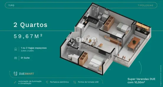 Apartamento com 2 Quartos à venda, 59m² no , Tamandaré
