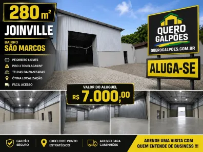 Galpão/Depósito/Armazém para alugar, 280m² no São Marcos, Joinville