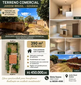 Imóvel Comercial com 3 Quartos à venda, 390m² no Jardim Brasil, Goiânia