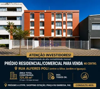 Prédio Comercial com 12 Quartos à venda, 721m² no Centro, Curitiba