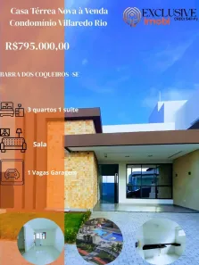 Casa de Condomínio com 3 Quartos à venda, 110m² no Rio das Canas, Barra dos Coqueiros