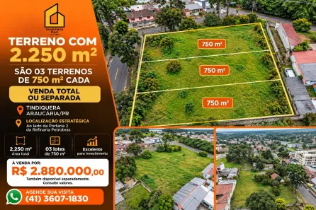 Lote/Terreno à venda, 2250m² no Tindiquera, Araucária
