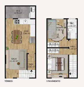 Sobrado com 2 Quartos à venda, 57m² no Ocian, Praia Grande