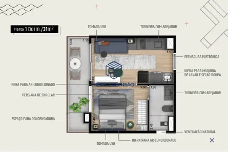 Apartamento com 1 Quarto à venda, 31m² no Pinheiros, São Paulo