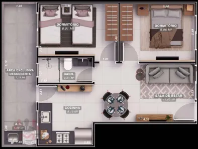 Apartamento com 2 Quartos à venda, 41m² no Guilhermina, Praia Grande