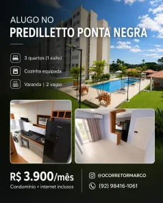 Apartamento com 3 Quartos para alugar, 52m² no Nova Esperança, Manaus