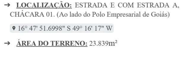 Lote/Terreno à venda, 23839m² no Industrial Santo Antônio, Aparecida de Goiânia
