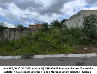Lote/Terreno à venda, 480m² no Setor Faiçalville, Goiânia