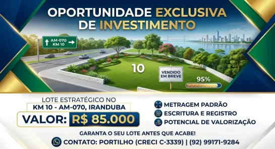 Lote/Terreno à venda, 256m² no Compensa, Manaus