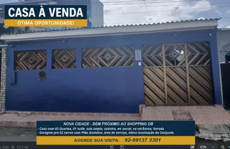 Casa com 3 Quartos à venda, 88m² no Nova Cidade, Manaus
