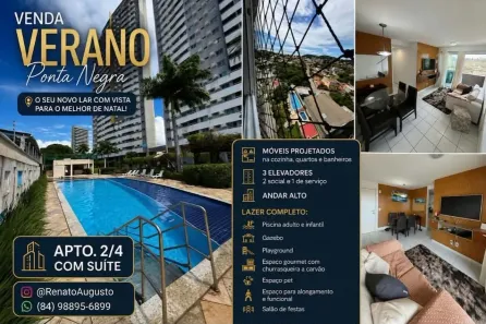 Apartamento com 2 Quartos à venda, 55m² no Ponta Negra, Natal