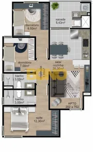 Apartamento com 3 Quartos à venda, 72m² no Rio Branco, Caxias do Sul