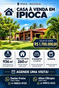 Casa com 2 Quartos à venda, 936m² no Ipioca, Maceió