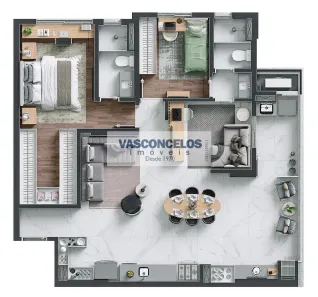 Apartamento com 2 Quartos à venda, 71m² no Jardim das Colinas, São José dos Campos