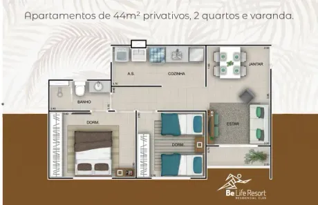 Apartamento com 1 Quarto à venda, 44m² no Olho D'Água, São Luís