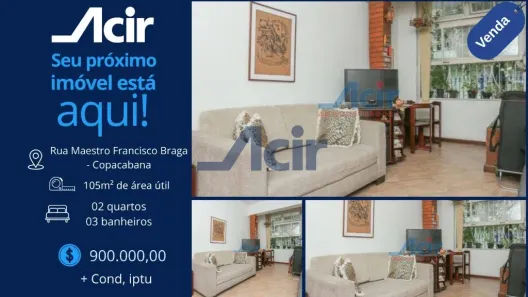 Apartamento com 2 Quartos à venda, 110m² no Copacabana, Rio de Janeiro