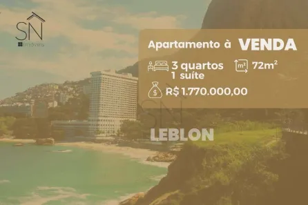 Apartamento com 3 Quartos à venda, 72m² no Leblon, Rio de Janeiro