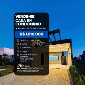 Casa de Condomínio com 3 Quartos à venda, 360m² no Residencial Alto do Castelo, Ribeirão Preto