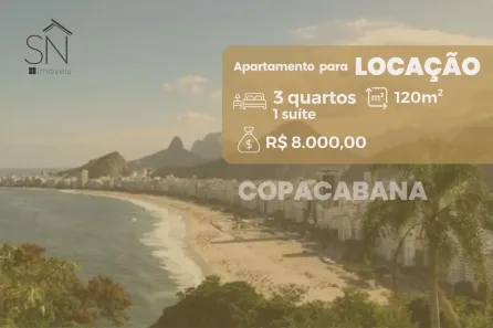 Apartamento com 3 Quartos para alugar, 120m² no Copacabana, Rio de Janeiro