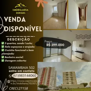 Apartamento com 3 Quartos à venda, 60m² no Samambaia Sul, Brasília