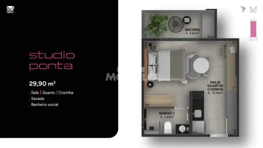 Flat com 1 Quarto à venda, 30m² no Tibery, Uberlândia